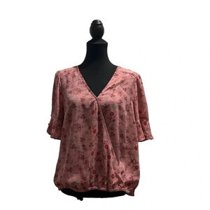 Sanctuary floral bell sleeve wrap blouse. Medium.